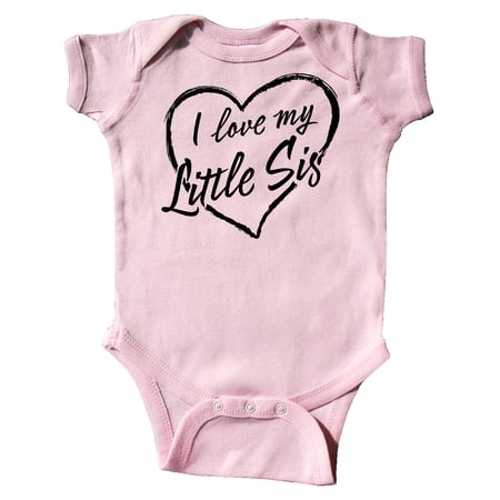 

Inktastic I Love My Little Sis in Black Chalk Heart Gift Baby Boy or Baby Girl Bodysuit