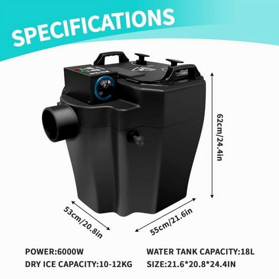 6000W Dry Ice Fog Machine - 18L Water Tank, Adjustable Smoke Output for Party & Wedding