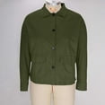 thumbnail image 4 of ClodeEU Women's Faux Suede Cropped Jacket,Lapel Button Up Jackets With Pockets Green,Womens Plus XL, 4 of 7