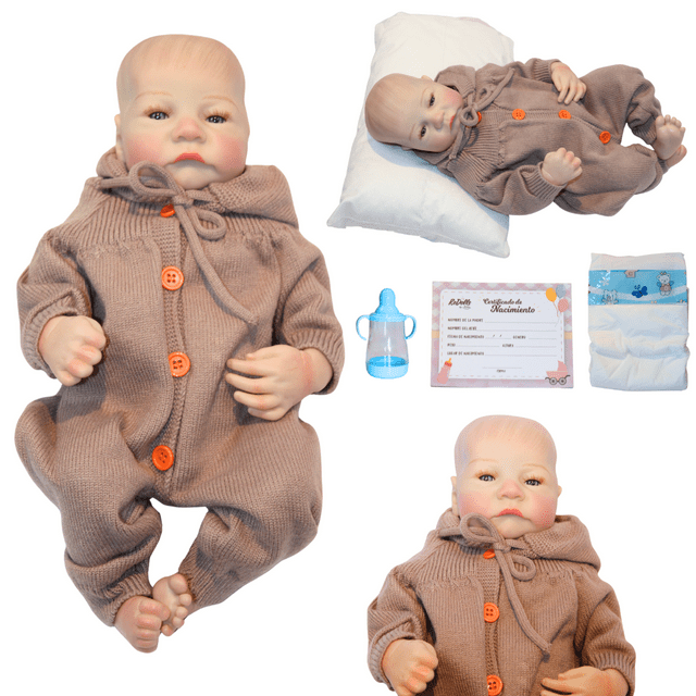 Muñeco Reborn OLIVER 42 cm Realista de Silicona Suave con Ropita Azul y Certificado