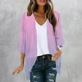 thumbnail image 2 of Htigea Women Chiffon 3/4 Sleeve Cardigans Casual Loose Open Front Shawl Tops Lightweight Summer Kimono Cardigan Red XL, 2 of 5