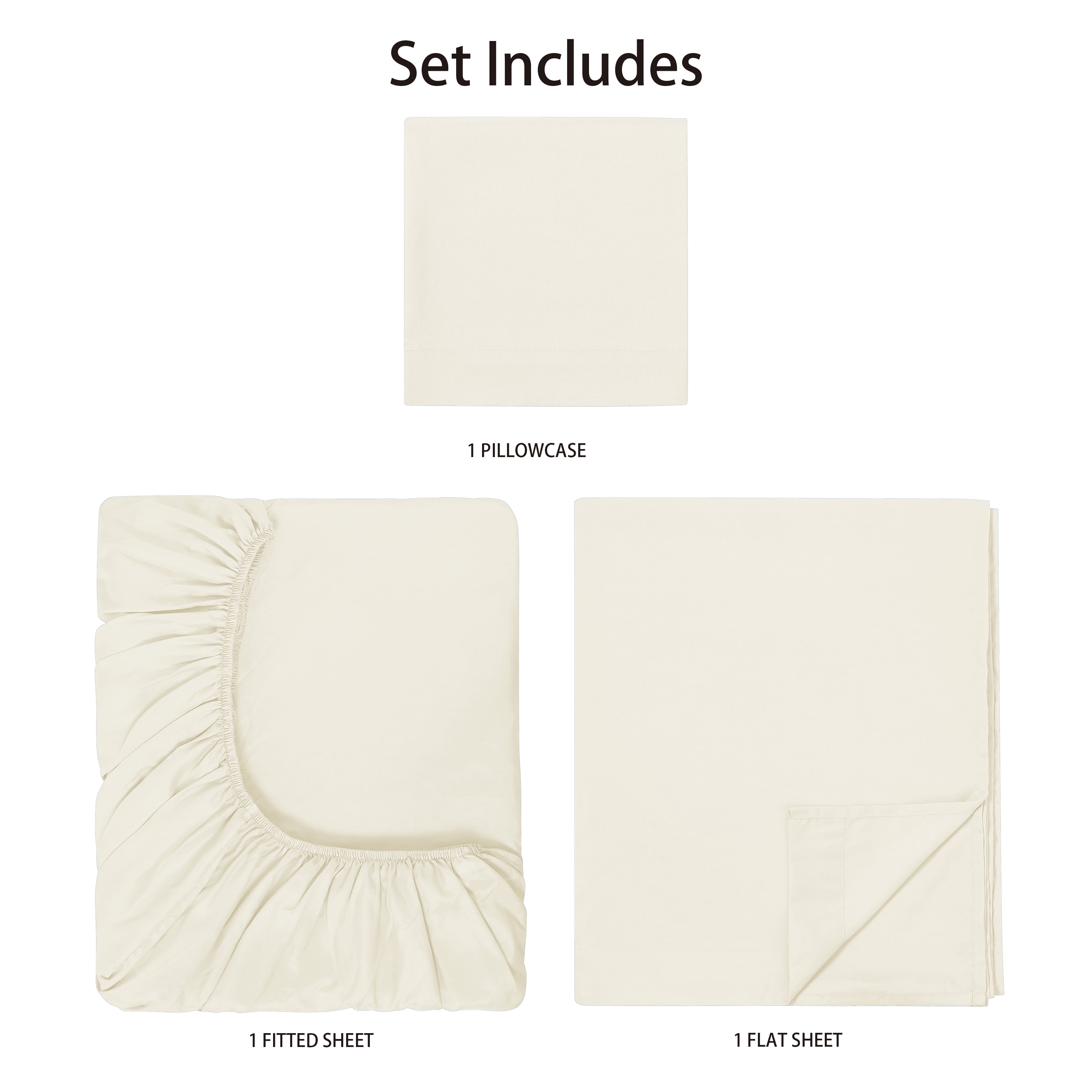 Mainstays Basic Value Microfiber Bed Sheet Set, Vanilla Dream, Twin-XL, 3 Piece