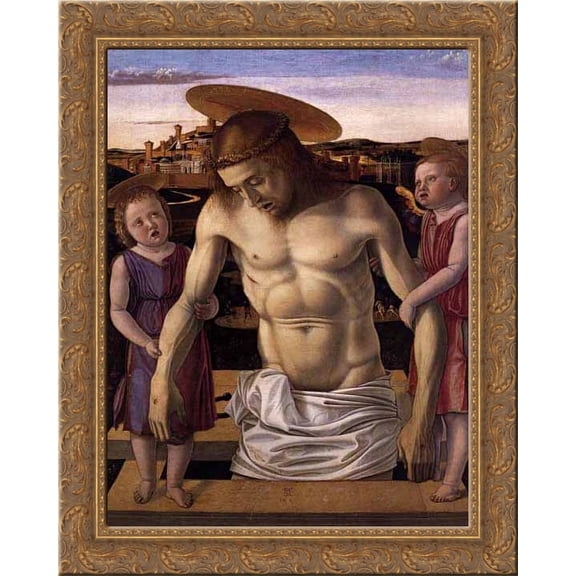 Pieta 20x24 Gold Ornate Wood Framed Canvas Art by Bellini, Giovanni