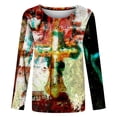 thumbnail image 4 of Women Long Sleeve Tops Classic Novelty Gradient Printed Clearance Blouse, 4 of 5