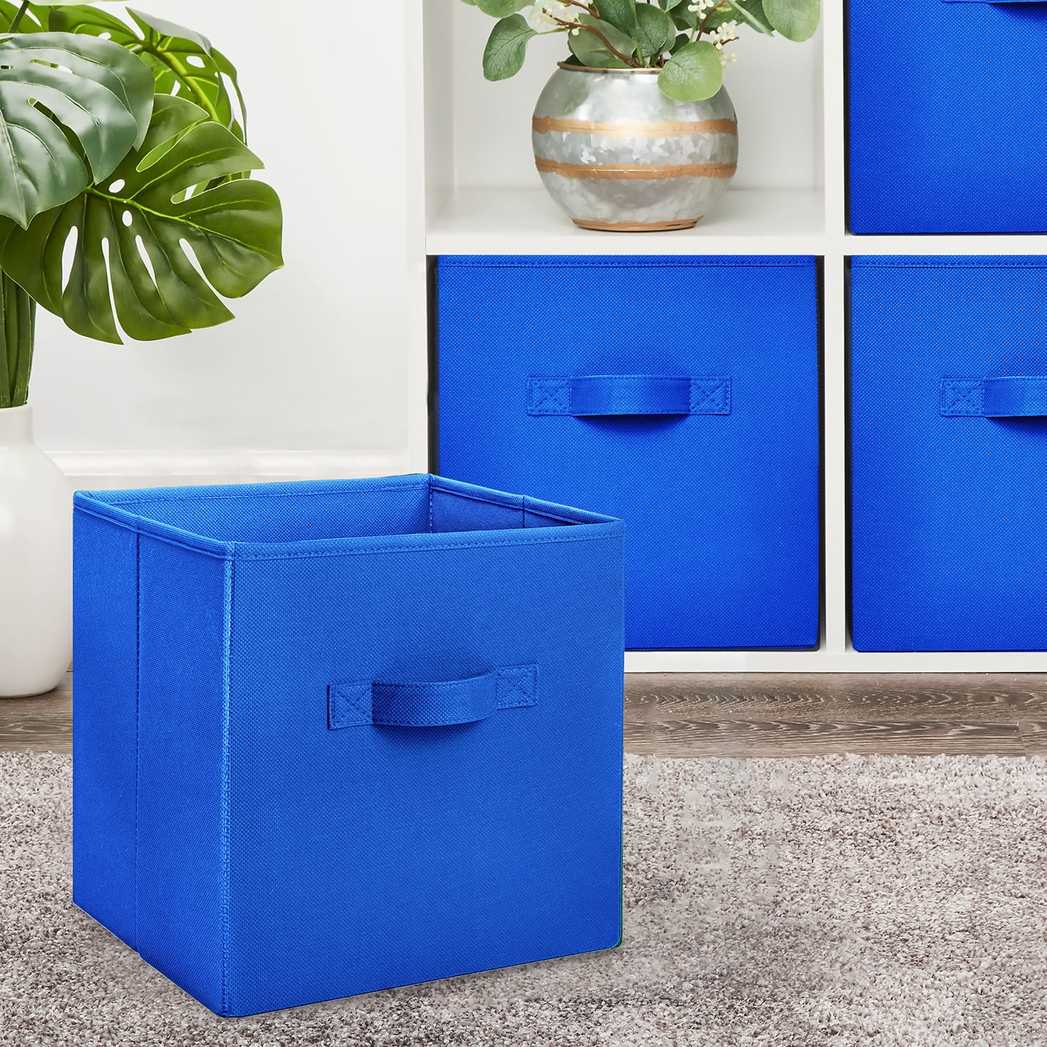 Mainstays Collegiate Collapsible Fabric Bins 10.5X10.5, Royal Spice, 4 Pack