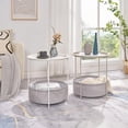 thumbnail image 5 of Round Side/End Table with Fabric Storage Basket，Metal Anti-Rust and Waterproof Small Bedside Nightstand with Removable Tray Top for Living Room，Balcony & Laundry，Beige/1pcs with Basket, 5 of 9