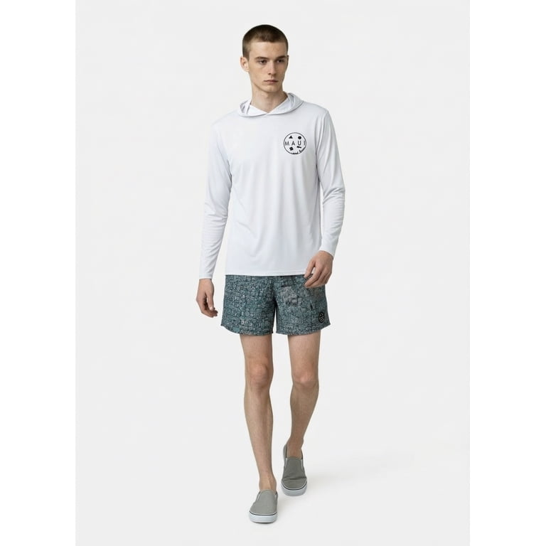 Maui and Sons Classic Cookie White Hooded Long Sleeve Sun Shirt
