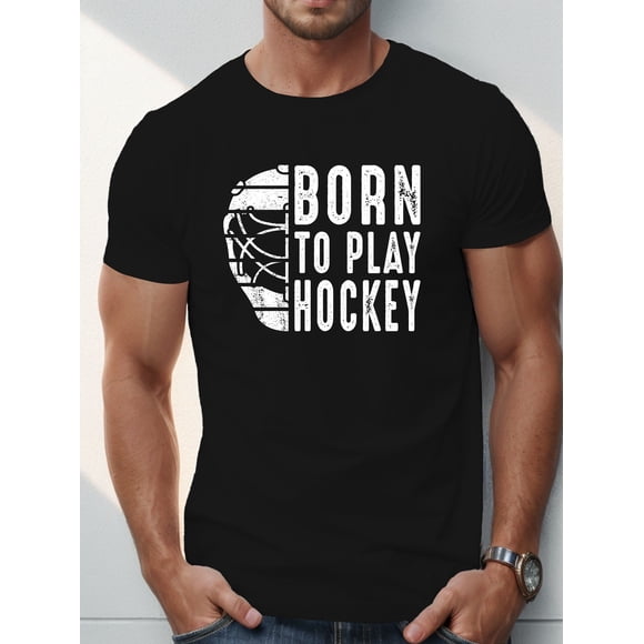 Geometric Hockey Graphic Polyester Knit Fabric Unisex T-Shirt Y60, up to Size 5XL