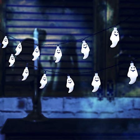 Qunlight Solar String Lights, Halloween Decoration Lights,8 Modes 2PACK 20ft 30 LED Waterproof Outdoor Decorative Ghost Fairy Lights for Patio, Garden, Gate, Yard, Halloween Christmas Decoration
