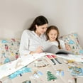 thumbnail image 4 of Manfei Kawaii Western Princess Bedding Comforter Set 7 Pieces for Girl, Xmas Tree Snowflake Full Bedding Set, Winter Christmas Theme Reversible Fitted Sheet Flat Sheet, Super Cozy Room Decor, 4 of 7