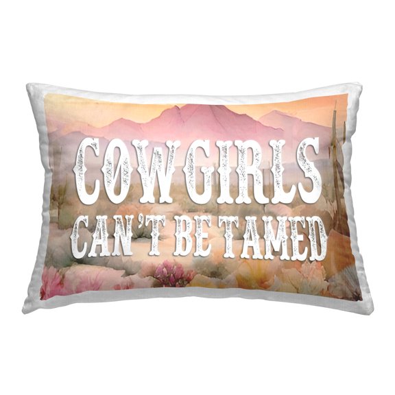 Stupell Industries Cowgirls Can't Be Tamed 14" x 20" Landscape & Nature Print Polyester Throw Pillow, Zip Closure 1 Count