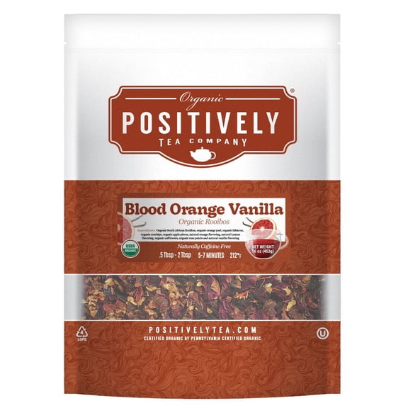 Positively Tea's Organic Blood Orange Vanilla Rooibos Tea, Loose Leaf, 1 Pound Bag