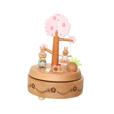Almencla Wind up Music Box Rotating Music Box Collectibles Lovely Rotation Crafts Home Bedroom Decor for Daughter Adults Birthday Gift Rabbit