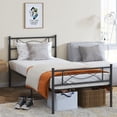 thumbnail image 2 of Mintazer Kids Twin Metal Platform Bed Frame with Cute Bowknot Headboard & Footboard for Boys Girls Teens, Black, 2 of 8