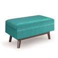 thumbnail image 1 of Owen 36" Wd. Pouf de Rangement Moderne Milieu du Siècle en Tissu de Velours Bleu Aqua, 1 of 11