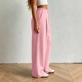 thumbnail image 4 of Elwylmiz Womens Wide Leg Sweatpants Pleated High Waist Pants, Drawstring Loose Fit Straight Casual Trousers Workout Lounge Pants, 4 of 6