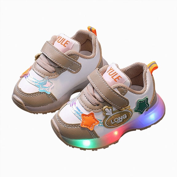 Gubotare Little Girls Shoes Toddler Boys LED Light Up Car Shoes Shiny Toddler Sneakers for Birthday Size 8 (Khaki,8 Toddler)