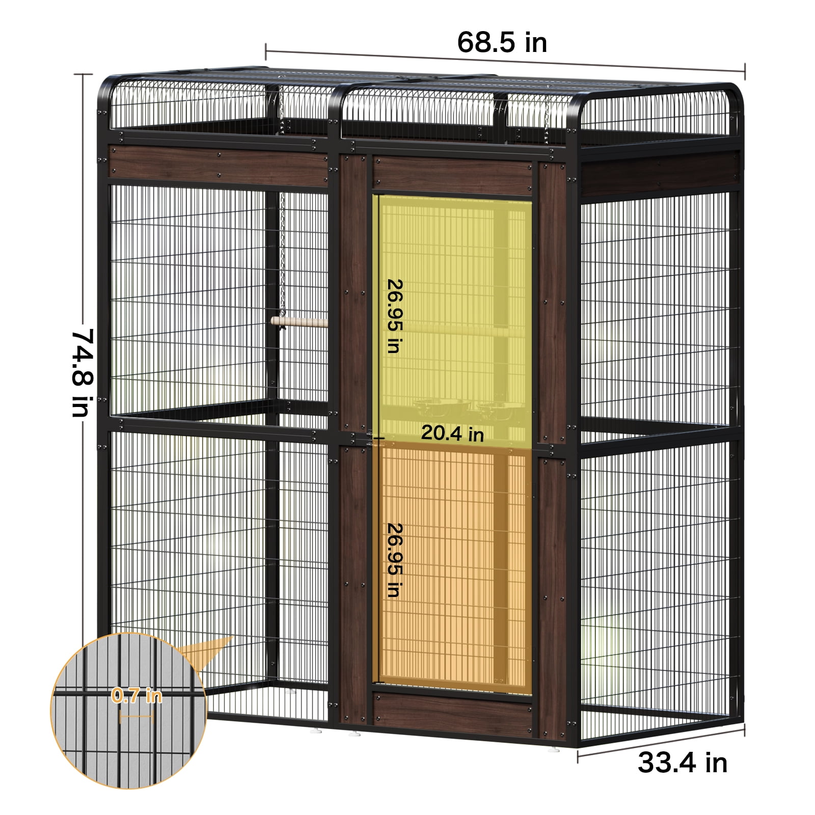 Walnest (69in) Large Birdcage Heavy Duty Bird Aviary with 2 Feeding Bowls& Feedable Door for Parrot Eagle Pigeon Hornbill