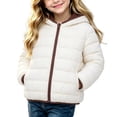 thumbnail image 2 of Spazoro Girls Hooded Puffer Jacket with Pockets, Warm Solid Color Zip Up Long Sleeve Lightweight Winter Outerwear Coat White Size 7-8, 2 of 8