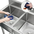 thumbnail image 5 of Stainless Steel Sink 2 Compartment Free Standing Utility Sink,Commercial Restaurant Kitchen Sink,Outdoor Sink Set w/Pull-out Faucet,Adjustable Legs,Clog-Free Drain System for Kitchen,Restaurant, 5 of 9
