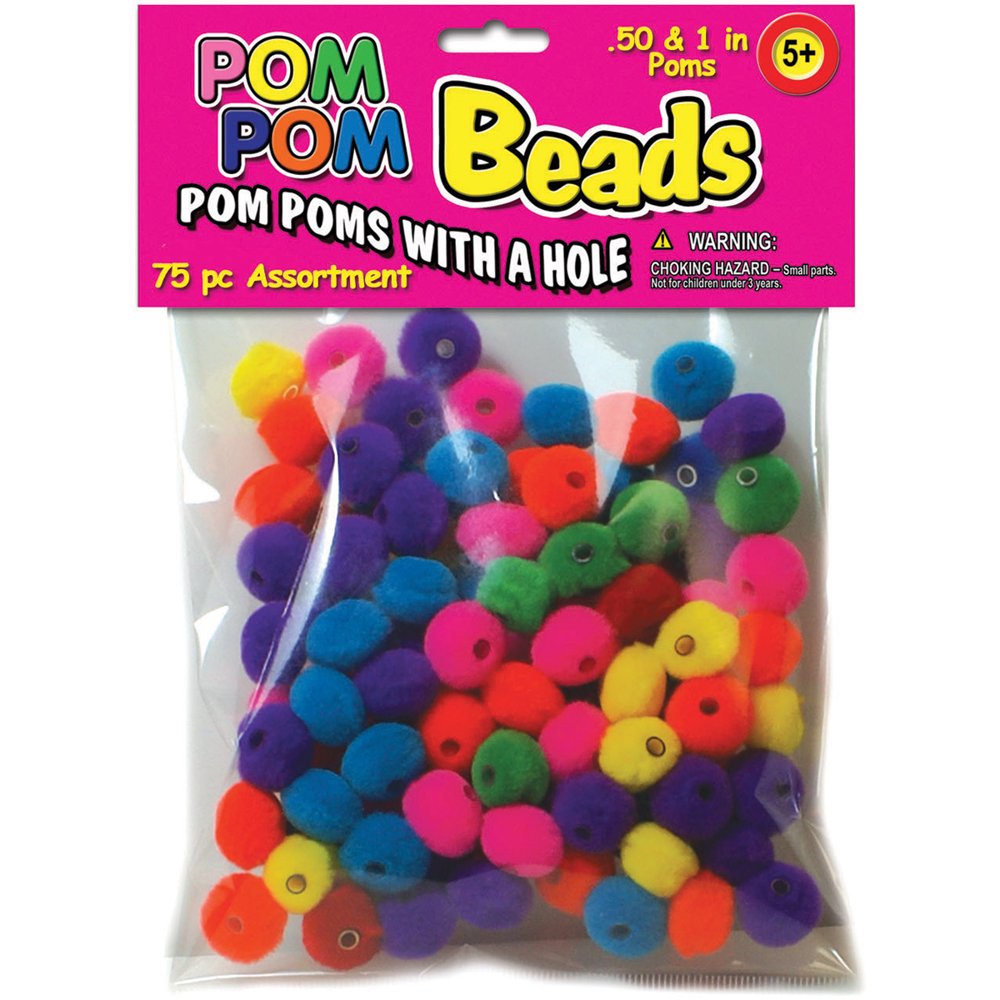 PomPom Beads .5" & 1" 75/PkgAssorted