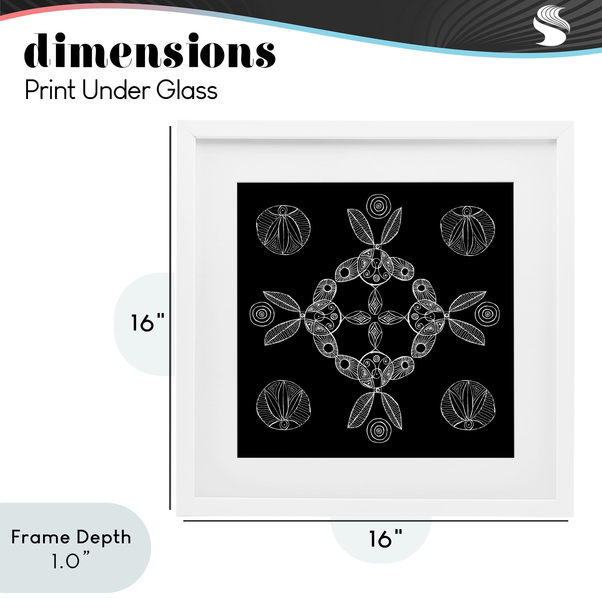 Stupell Industries Circular Symmetry Elementals White Framed Print Under Glass, design by El Perkin