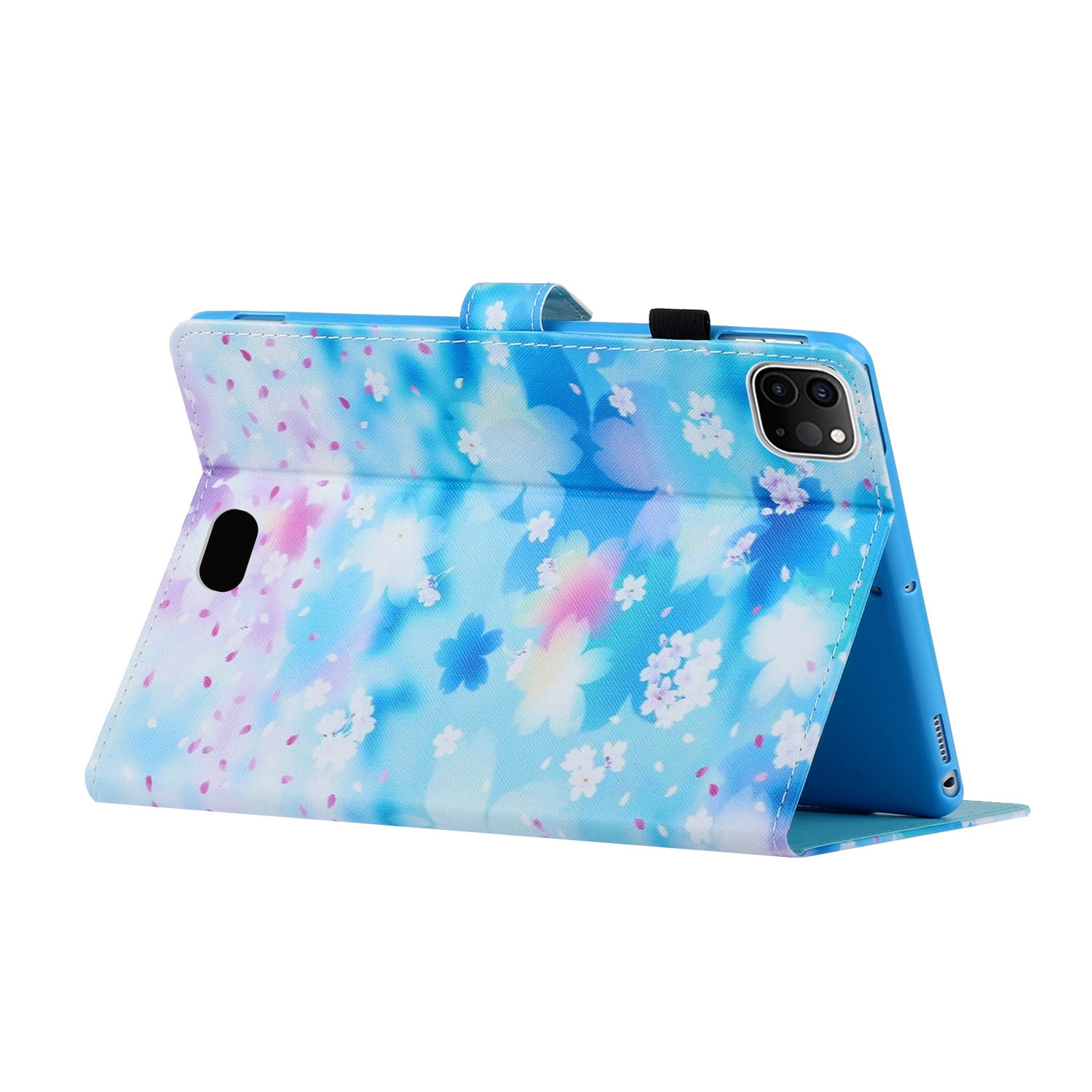 Allytechgroup Slim Fit Case for iPad Pro 11 M4 Case 2024 with Pencil Holder, PU Leather Shockproof Multi Angle Stand Pencil Holder Bumper Tablet Case for Apple iPad Pro 11 inch 2024, Flowers