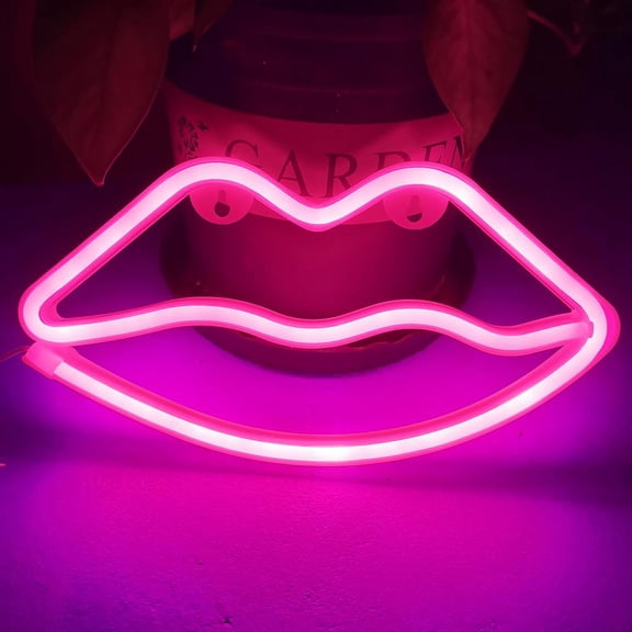 Coloody Lip Shaped Neon Signs Led Neon Light Art Decorative Lights Wall Decor-Pink Lip