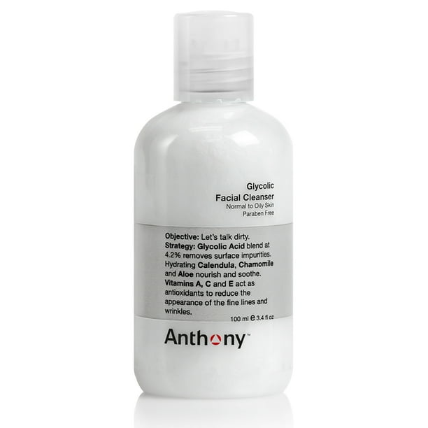 Anthony Anthony Glycolic Facial Cleanser, Normal to Oily Skin, Contains Glycolic Acid, Aloe