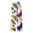 thumbnail image 4 of LWavelet Comfort Fabric Feather Bead Print Wide Leg Pants Women Mardi Gras Festive Wear White XXL, 4 of 5