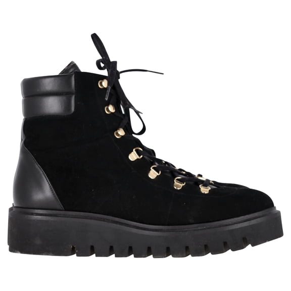 Pre-Owned Stuart Weitzman Chalet Hiking Boots in Black Suede