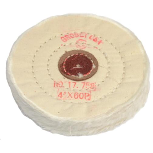 Finex Muslin Buff, 4" x 60 Ply, Leather Center, Item No. 17.758