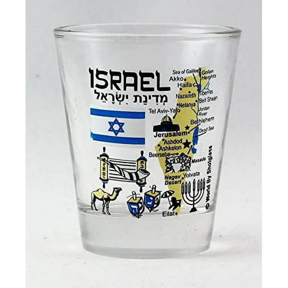 Israel Landmarks and Icons Collage Shot Glass