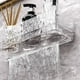 thumbnail image 5 of Estante de ducha de plástico transparente con ventosa y 4 ganchos | Estante de almacenamiento para baño sin taladros | Cesta de drenaje corrugada para cocina, hotel y dormitorio, 5 of 6