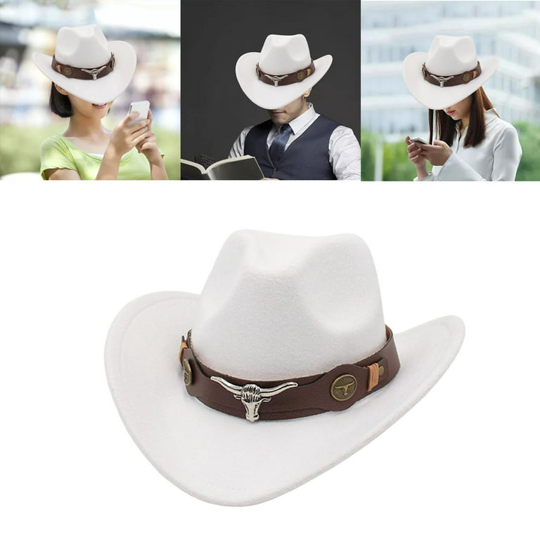2pcs Casual Big Brim Western Cowboy Hat Cosplay Summer Women Men Camping Fishing  Cowgirl Hats Props Sun Hat 