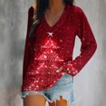 thumbnail image 2 of Timegard Chemises de Noël pour Femmes Grande Taille Imprimé Col en V Manches Longues Pull de Fête de Vacances, 2 of 4