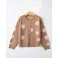 thumbnail image 3 of REDHOTYPE New Ladies Printed Sweater Small Autumn Chrysanthemum Embroidered Knit Long Sleeve Button Cardigan Jacket, 3 of 6