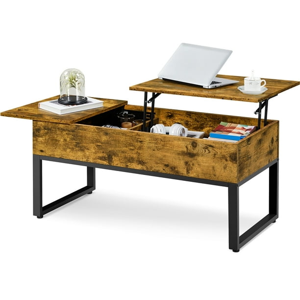 Table Basse Relevable avec 1 Compartiment Latéral Table Basse