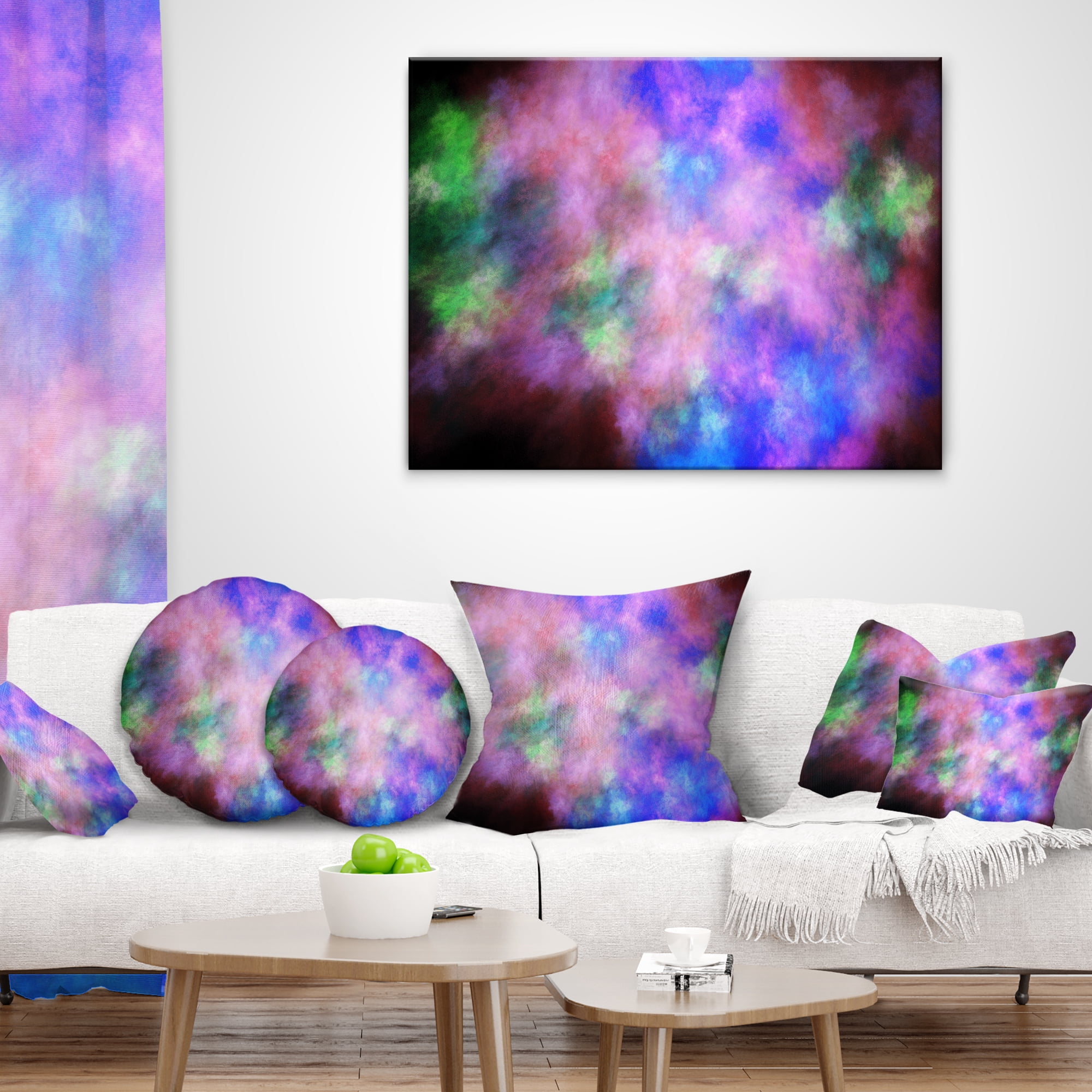 Designart Multi Color Bright Sky with Stars - Abstract Throw Pillow - 18x18