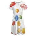 thumbnail image 4 of Candy Pattern Rainbow Lollipop Dress Summer Street Style Dresses Female Short Sleeve Printed Sundress, 4 of 7