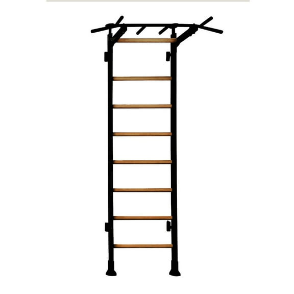 BenchK 521 Black Wall bars that allow floor-to-ceiling mounting or the standard wall installation with fixed steel 6-grip pull-up bar