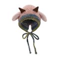 thumbnail image 2 of Wutalume Knitted Winter Hat with Plush Sounding Lamb Ear Flaps, Fleece Lined Warm Beanie for Kids and Adults, Fun and Cozy Cold Weather Hat,Pink, 2 of 4