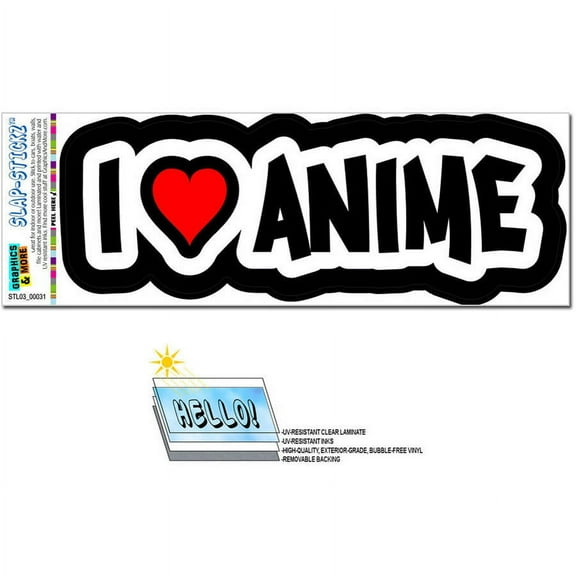 I Love Heart Anime Automotive Car Window Locker Bumper Sticker