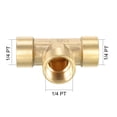 thumbnail image 2 of Brass Tee Pipe Fitting 1/4PT Female Thread T Shape Connector Coupler 2pcs, 2 of 5