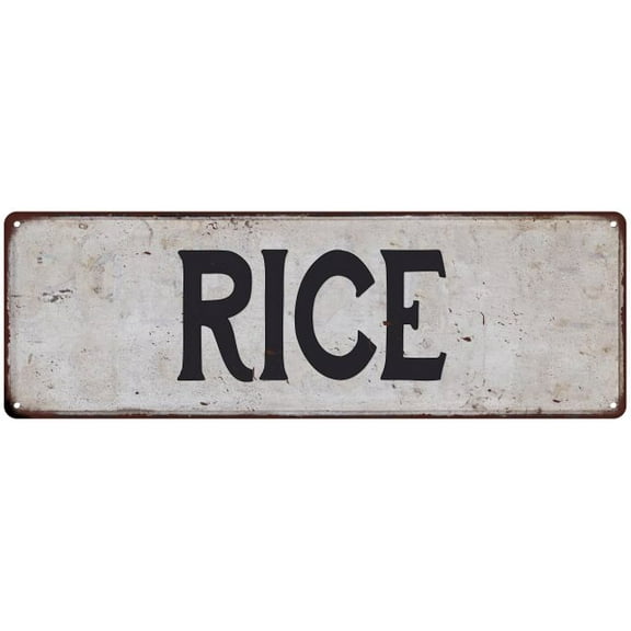 RICE Vintage Look Gift Rustic Chic Metal Sign 6x18 206180036040