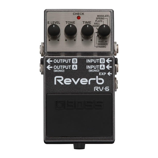 Pedal de guitarra Reverb BOSS RV-6 mono/estéreo con entrada de expresión