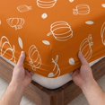 thumbnail image 3 of King Size Fitted Sheet Set - Fall 3 Piece Bedding Sets 16" Deep Pocket Fitted Sheet with 2 Pillowcases, Burnt Orange Pumpkin Thanksgiving Maple Leaf Brushed Microfiber Hotel Luxury Bed Sheets, 3 of 9