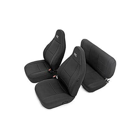Rough Country Neoprene Seat Covers | (fits) 1997-2002 [ Jeep ] Wrangler TJ | 1st/2nd Row/Water Resistant | Black | 91000
