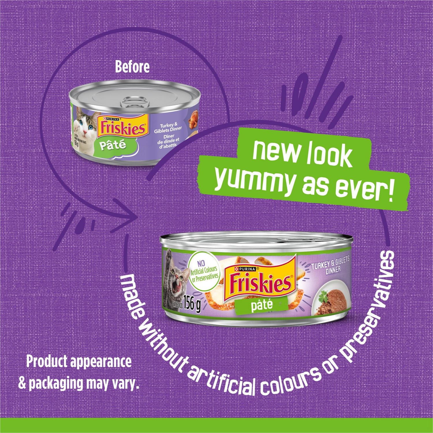 Friskies Pate Turkey & Giblets Dinner, Wet Cat Food 156g