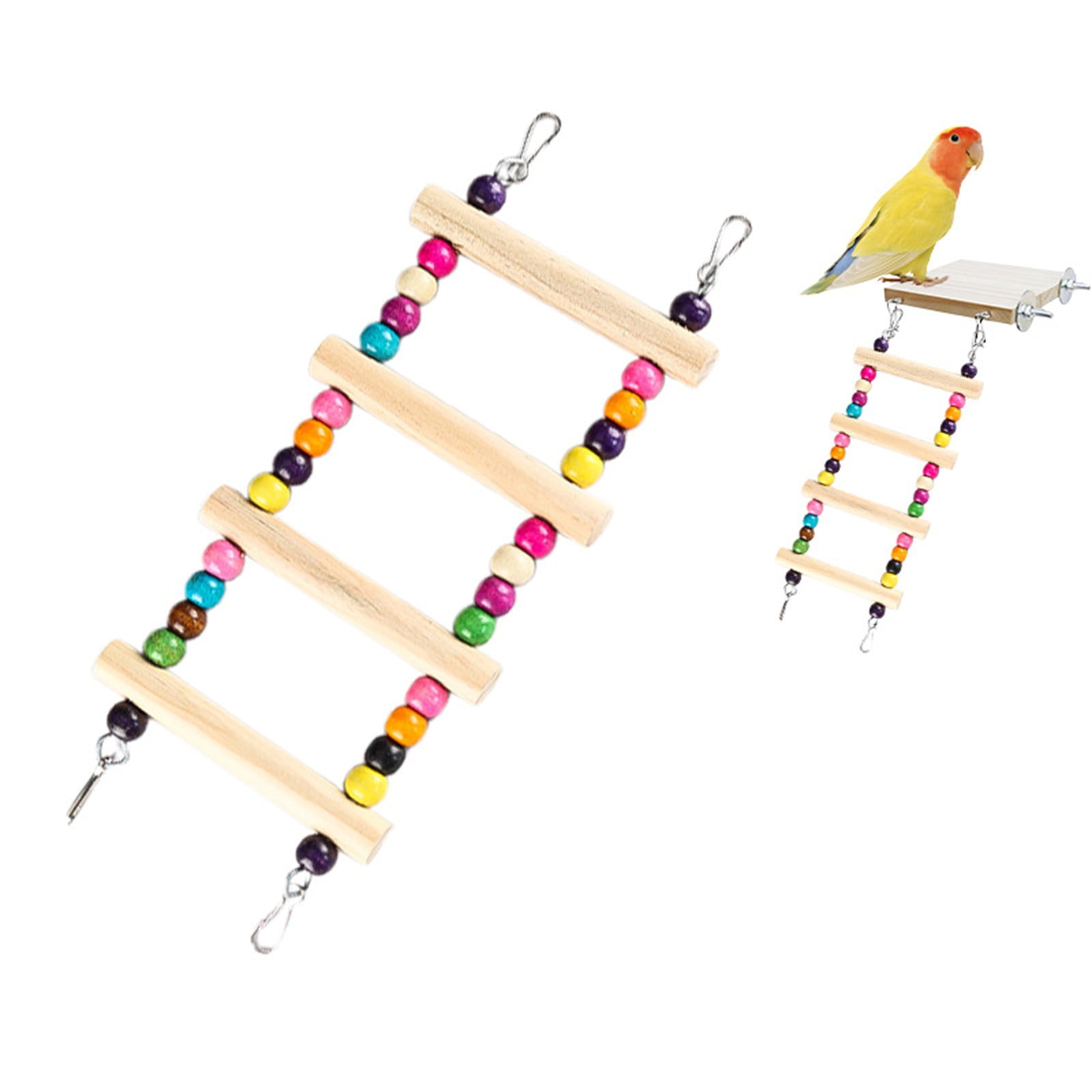 CICRKHB Bird Ladder Bridge Wood, Small Animal Climbing Swing Toy, Bird Cage Accessories for Parrots Hamsters A